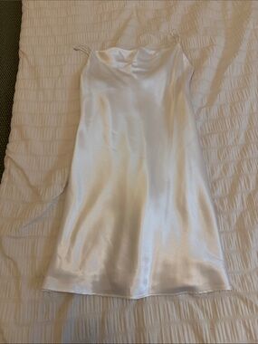 Satin Slip Dress in White